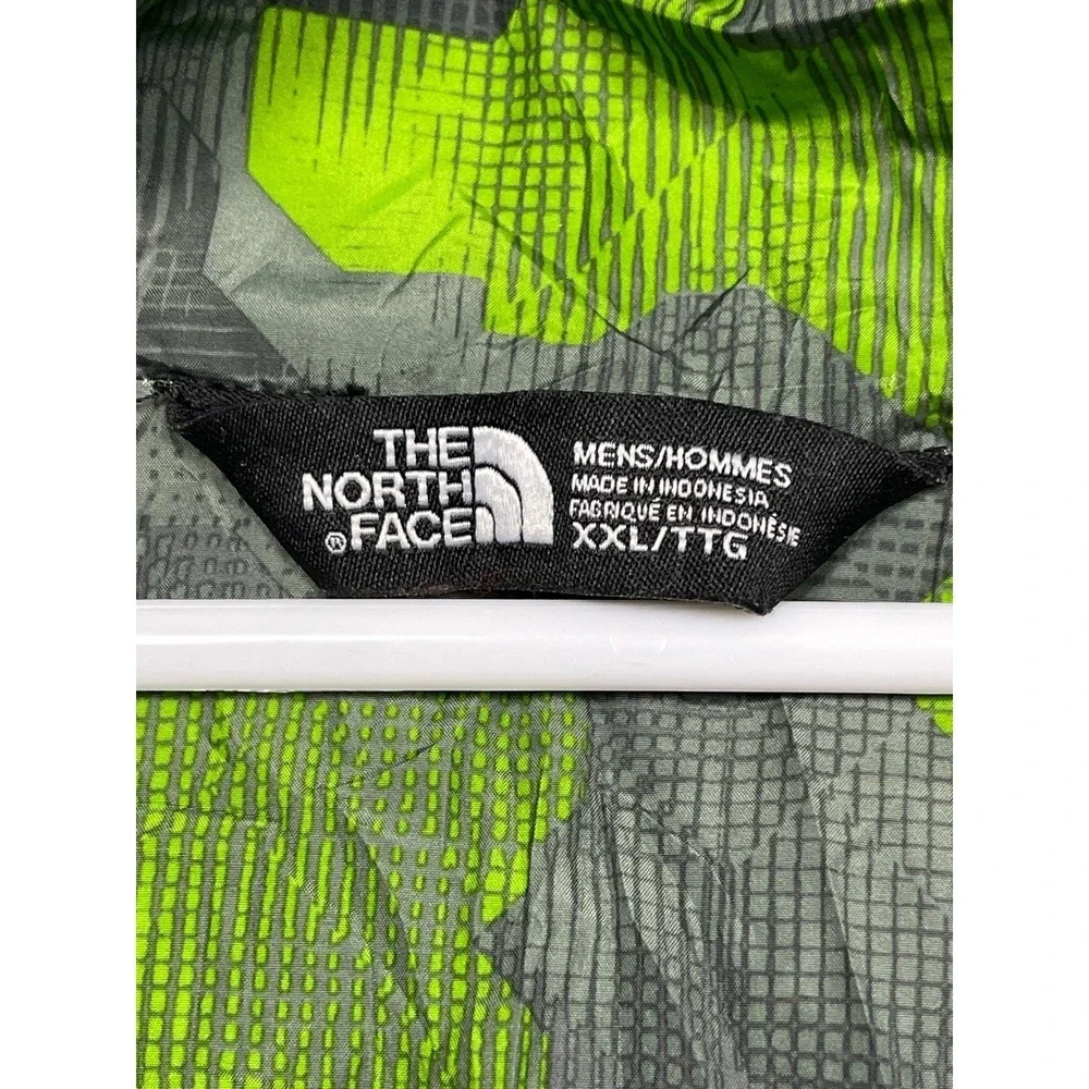 The North Face Hooded Windbreaker Jacket Men XXL Grey Green Colorblock Excellent
